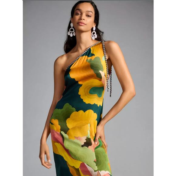 Farm Rio‎ x Anthropologie Bold Printed One Shoulder Dress XL - Picture 1 of 12